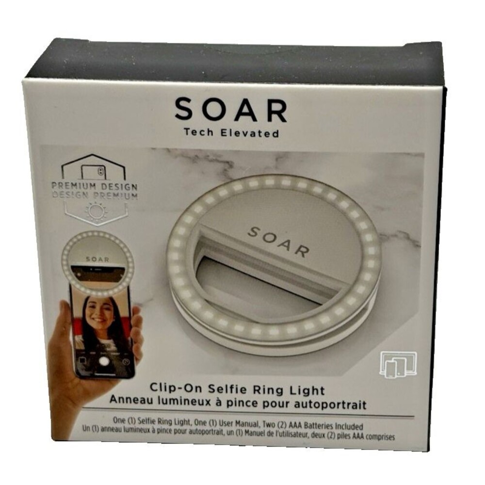 Clip-on Selfie Ring Light Soar SRSLF2WHT White Portable Lightweight